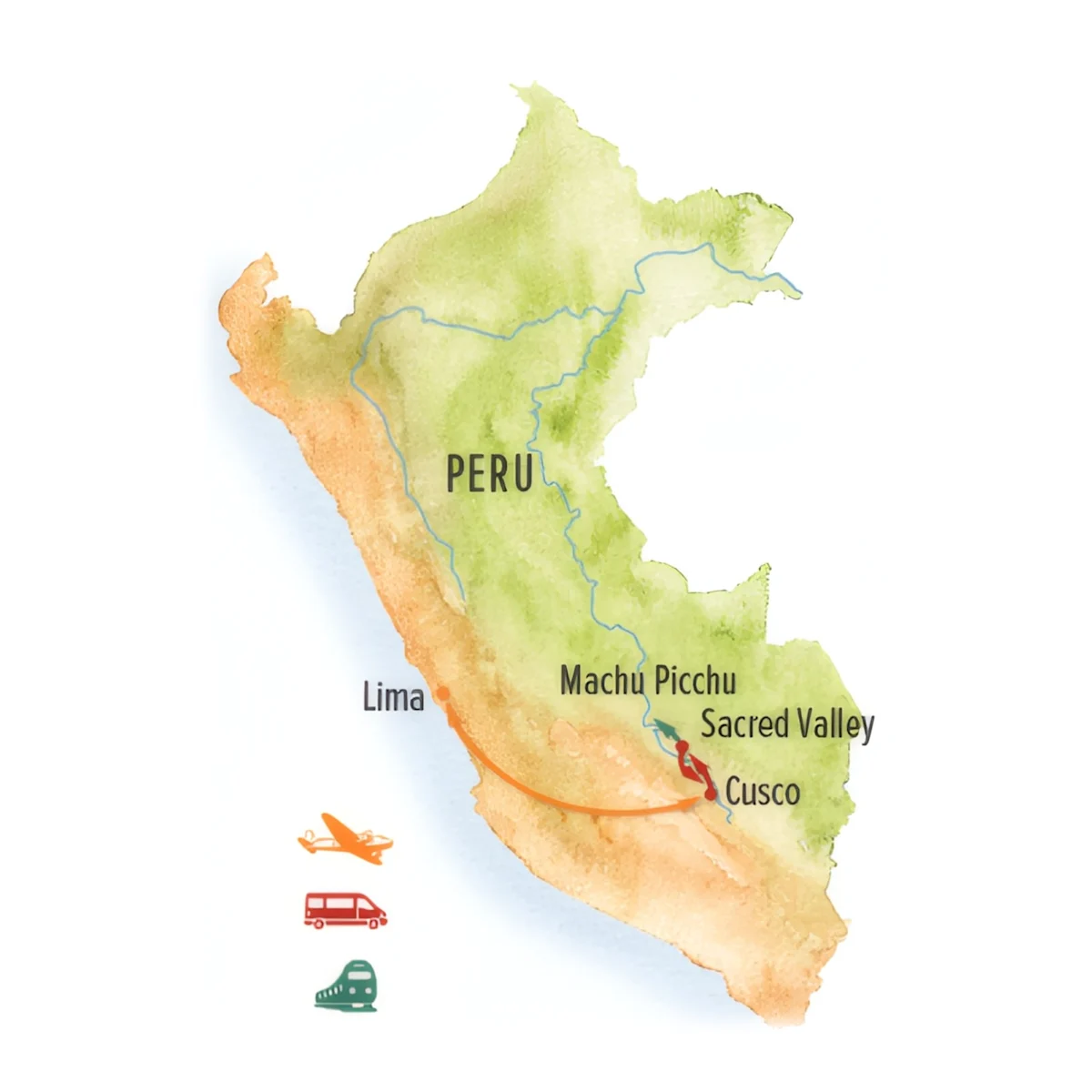 Trip map for Machu Picchu & Sacred Valley Photo Expedition
