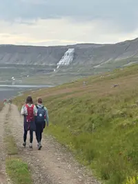 Waterfall hike with National Geographic-Lindblad Expeditions in Iceland.