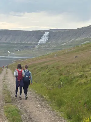 Waterfall hike with National Geographic-Lindblad Expeditions in Iceland.