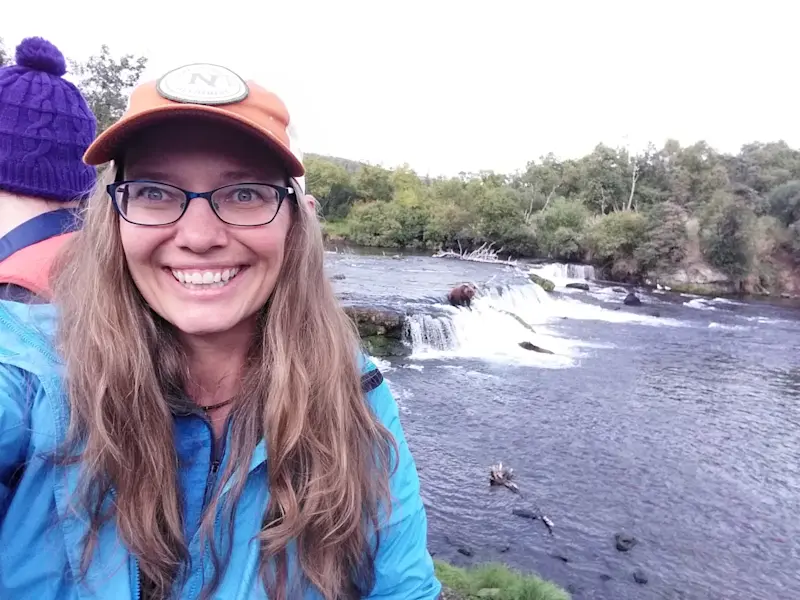 Watching the bears catch fish in Brooks Falls, Alaska.