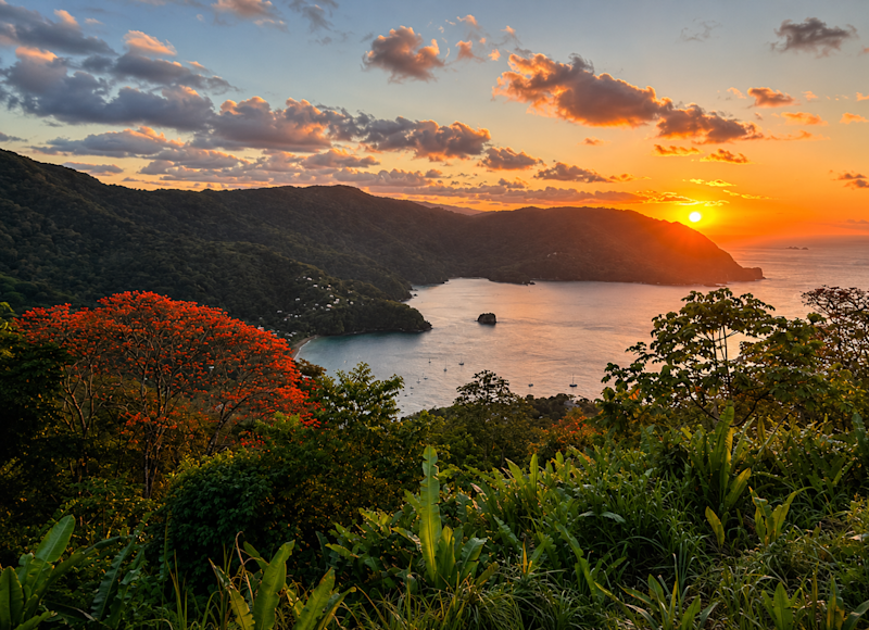 Sunset over Speyside Bay on the island of Tobago.