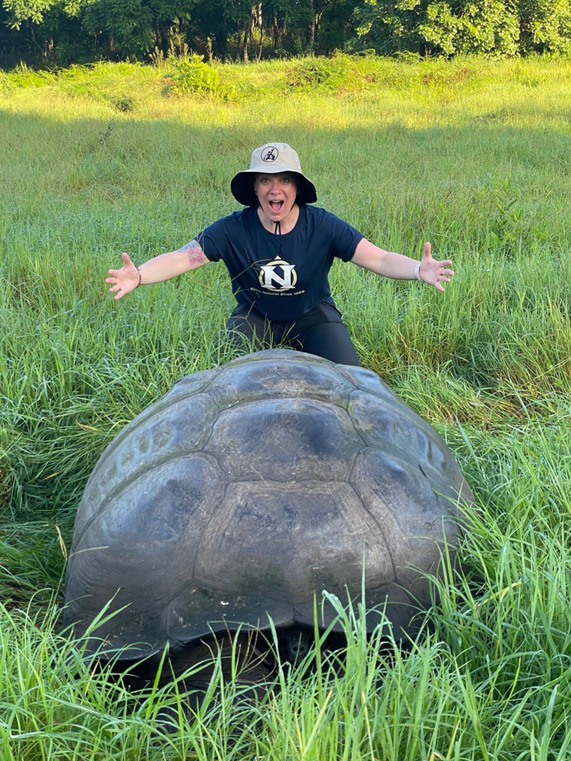 Staying grounded with this giant tortoise in the Galapagos. 