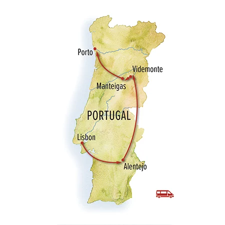 Trip map for Hidden Portugal: Mountains, Vineyards & Villages 