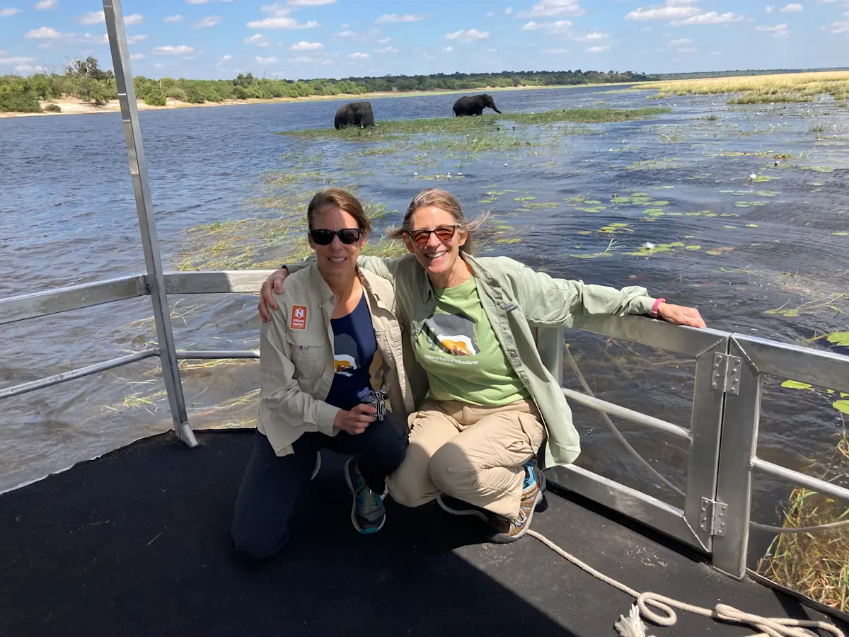 Hanging with my aunt and elephants on the Chobe River in Botswana.