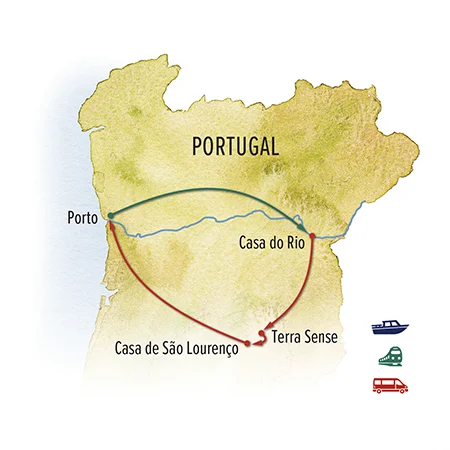Trip map for Portugal: The Douro & Mountain Villages