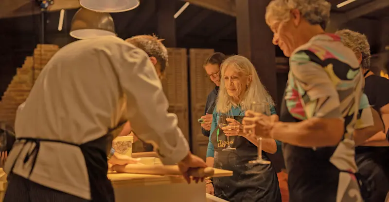 Guests on a private cooking class, Tuscany, Italy.