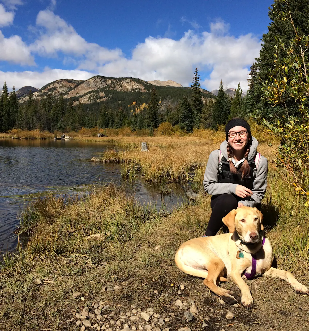 Hiking in Colorado with my beloved dog, Hazel