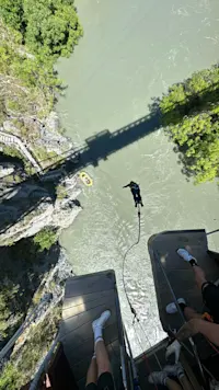 Taking the leap on a bungy jump in Queenstown, New Zealand.