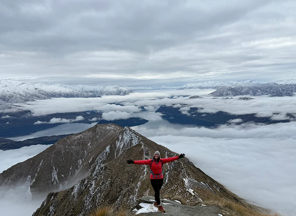 Hiking to the top of Roy's Peak in New Zealand.