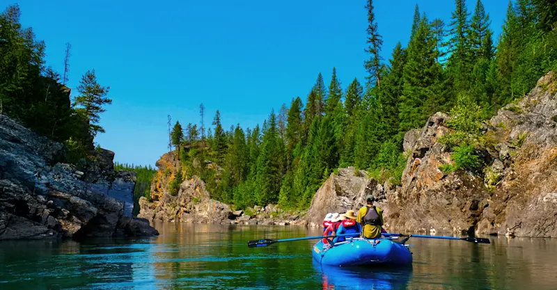 Scenic river float, Glacier National Park, Montana.