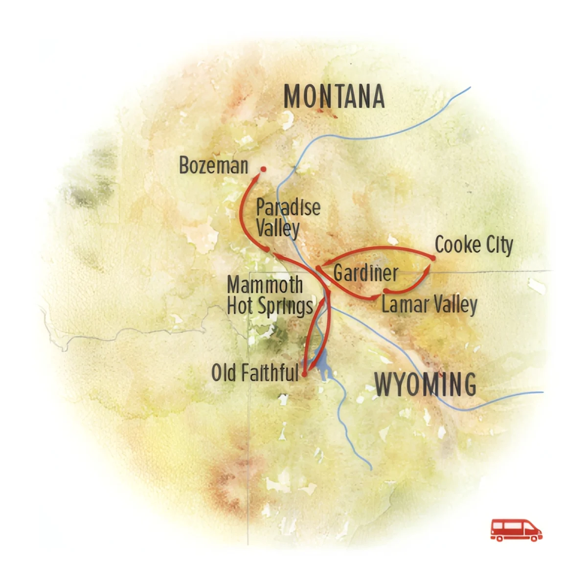 Trip map for Wild Yellowstone Escape