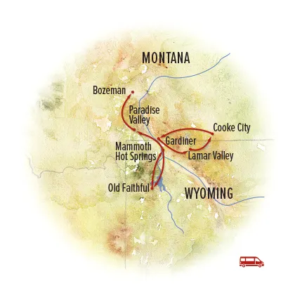 Trip map for Wild Yellowstone Escape