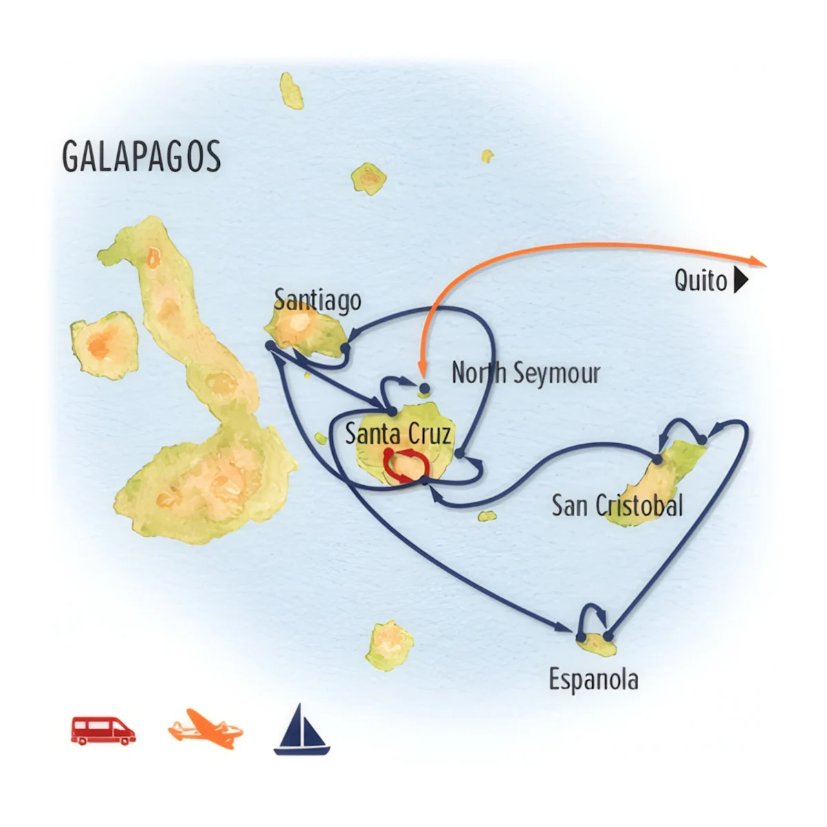 Trip map for Galapagos Discovery: The Nat Hab Experience