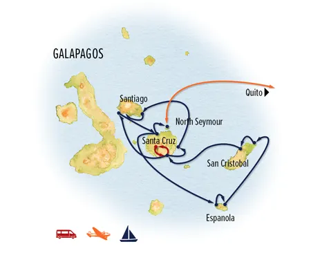 Trip map for Galapagos Discovery: The Nat Hab Experience