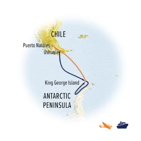 Trip map for Antarctica Direct: Fly the Drake Passage