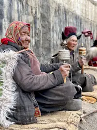 Buddhist women, Ladakh, India.