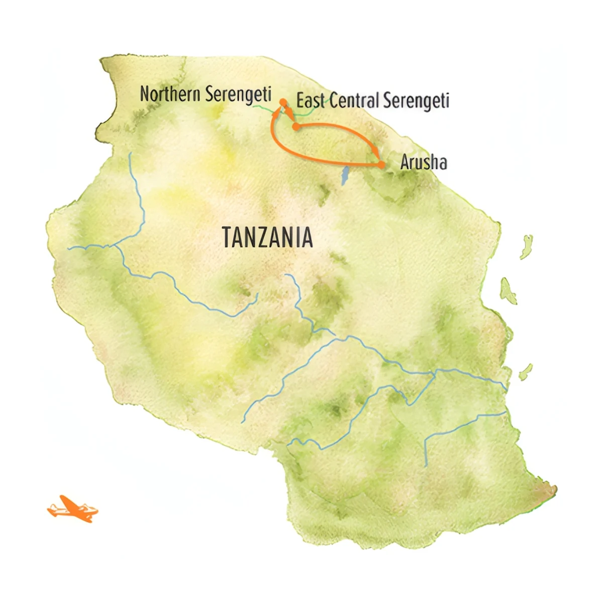 Trip map for Tanzania Migration Photo Expedition