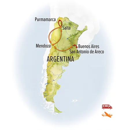 Trip map for Cultures, Colors & Flavors of Argentina