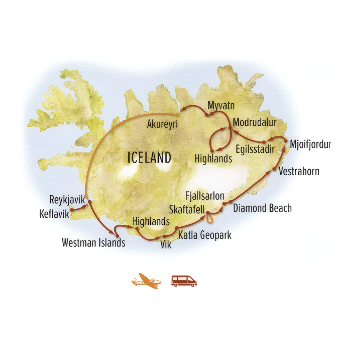 Trip map for Ultimate Iceland Photo Expedition