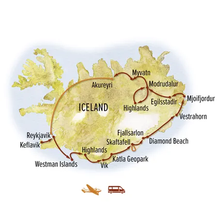 Trip map for Ultimate Iceland Photo Expedition