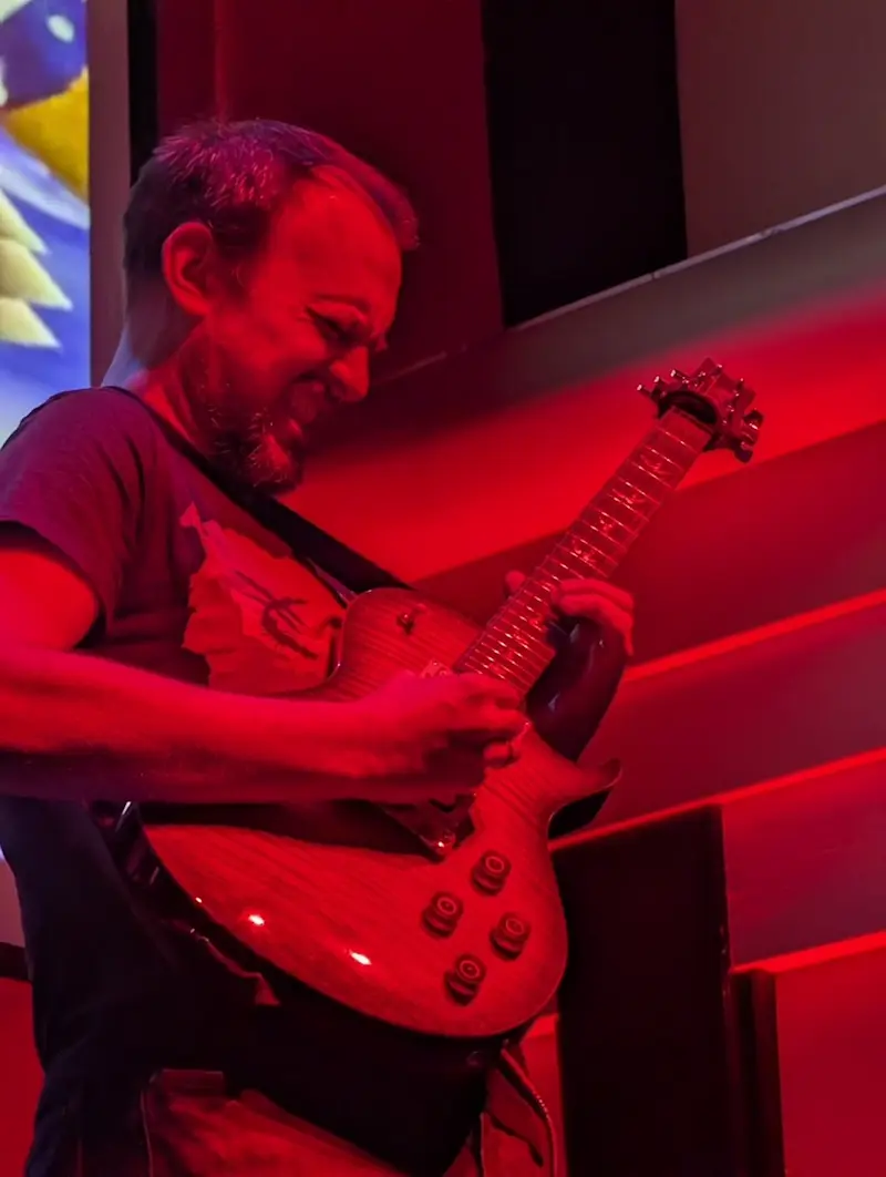 Performing live on stage as Airship Overdrive, my video game music cover band.