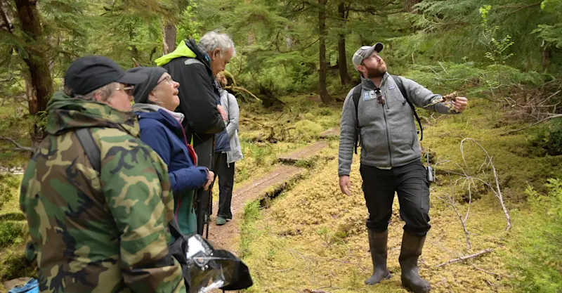 Nat Hab guests and Expedition Leader, Haida Gwaii, British Columbia.