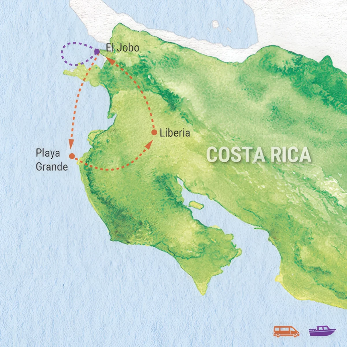 Trip map for Saving Sea Turtles in Costa Rica