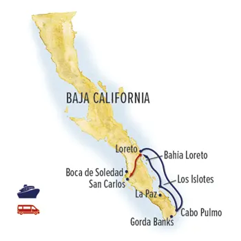 Trip map for Baja California: Among the Great Whales