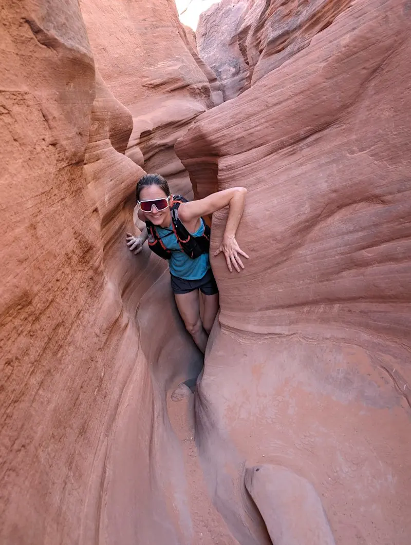 Wandering through winding sandstone corridors in Utah.