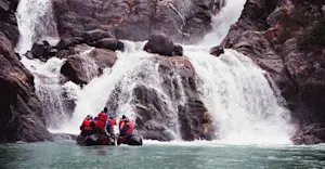 Nat Hab guests on zodiac, Tracy Arm-Fords Terror Wilderness, Alaska.