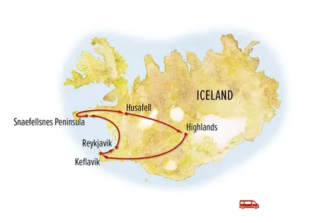 Trip map for Wild Iceland Explorer