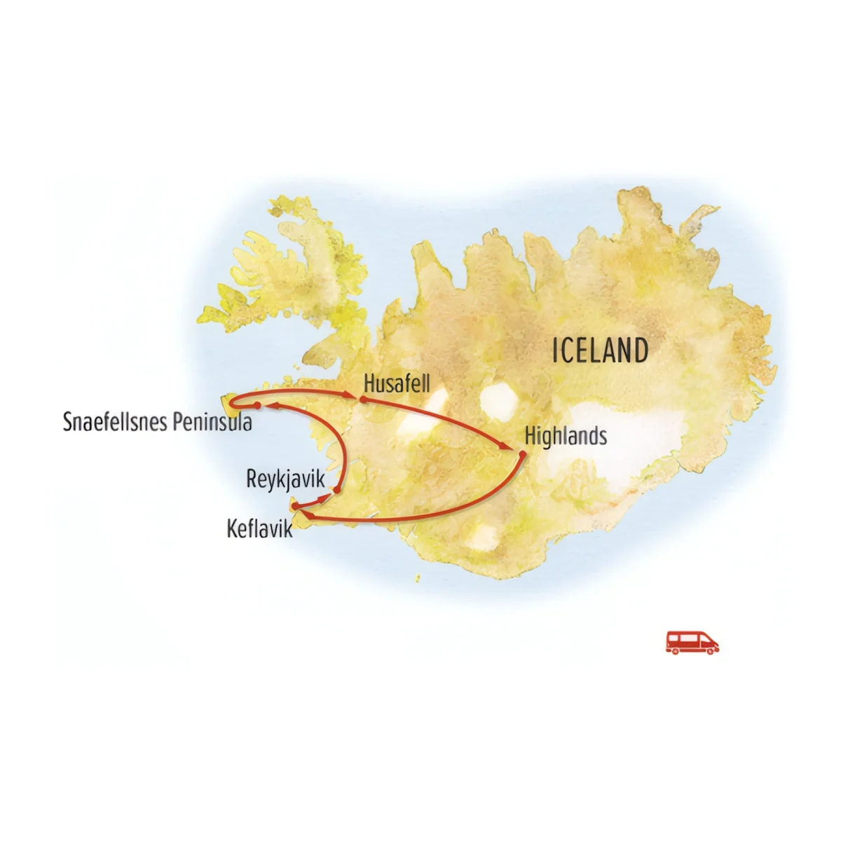 Trip map for Wild Iceland Explorer