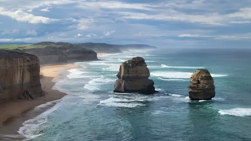 Gazing along the stunning vistas on the Great Ocean Road, Australia South.
