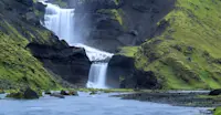 Ofaerufoss waterfall, Eldgja Canyon, Iceland.