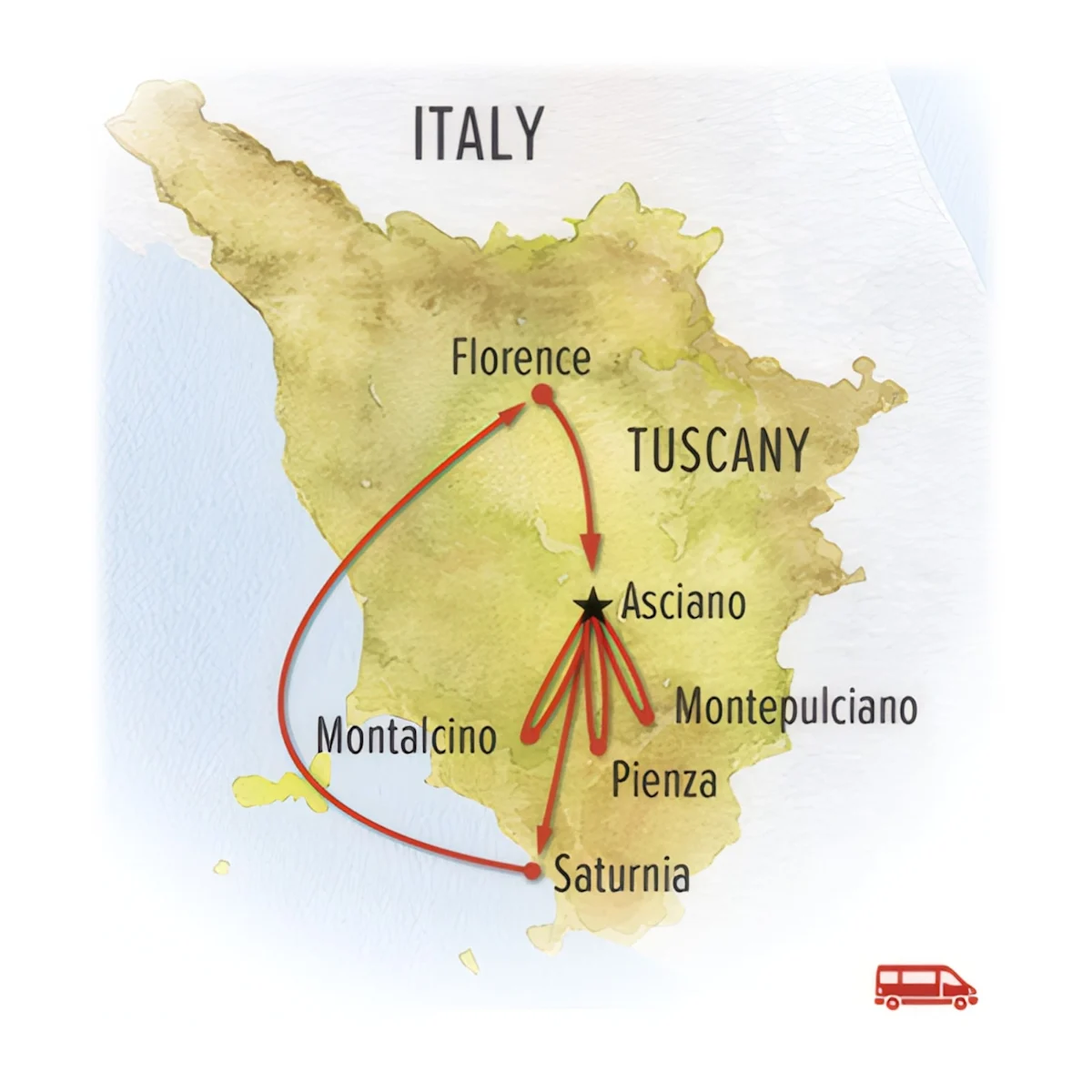 Trip map for Tuscany: La Dolce Vita