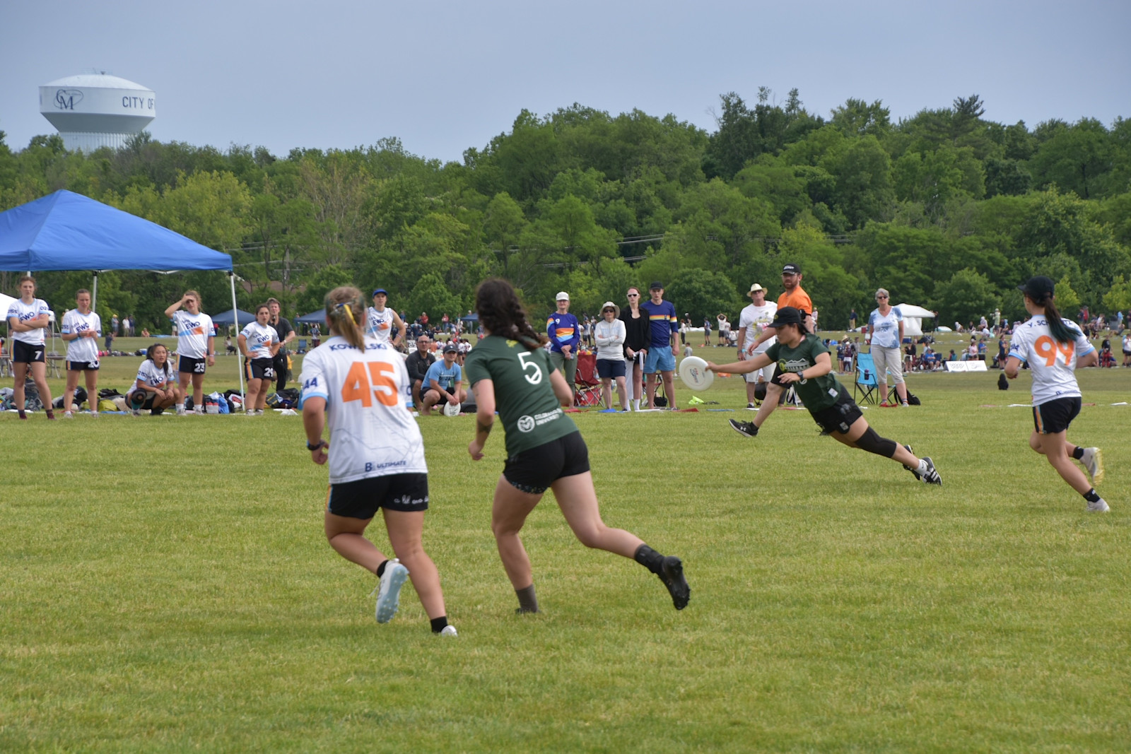 Playing ultimate frisbee at college nationals in Ohio.