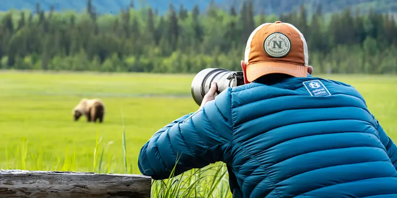 Nat Hab guest at Nat Hab's Alaska Bear Camp, Lake Clark National Park, Alaska.