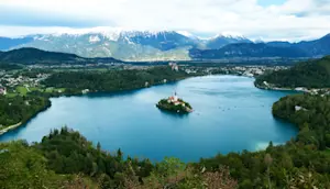 Lake Bled, Julian Alps, Slovenia.