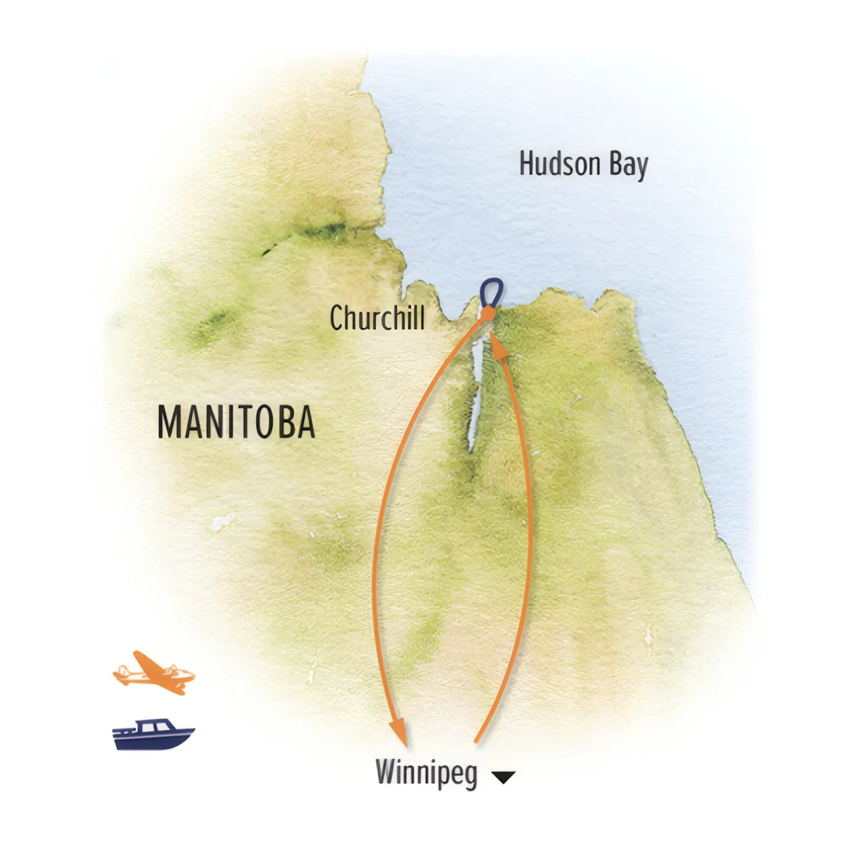 Trip map for Churchill’s Belugas, Polar Bears & Arctic Wildlife