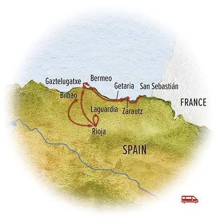 Trip map for Northern Spain: Basque & Rioja