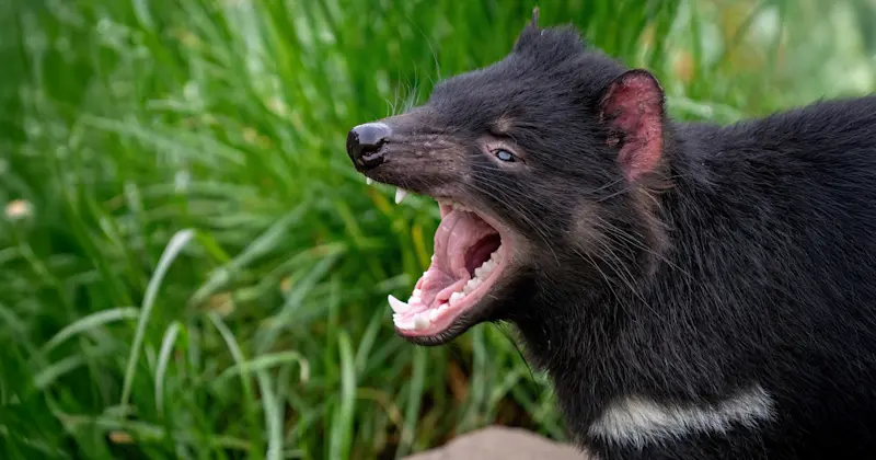 Private Tasmanian Devil Encounter, Cradle Mountain-Lake St. Clair National Park, Tasmania.