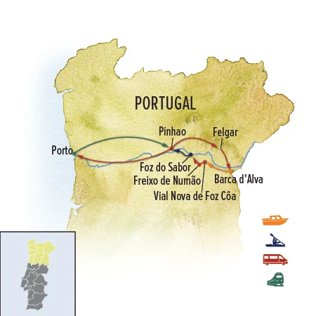 Route map for Discovering Portugal's River of Wine