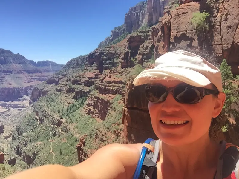 Hiking into the Grand Canyon from the North Rim, Arizona.