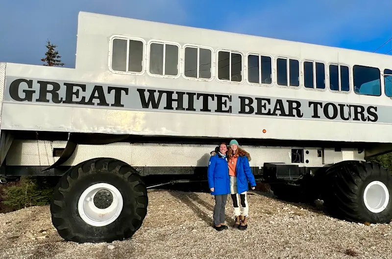 Smiling in front of the Polar Rover in Churchill.