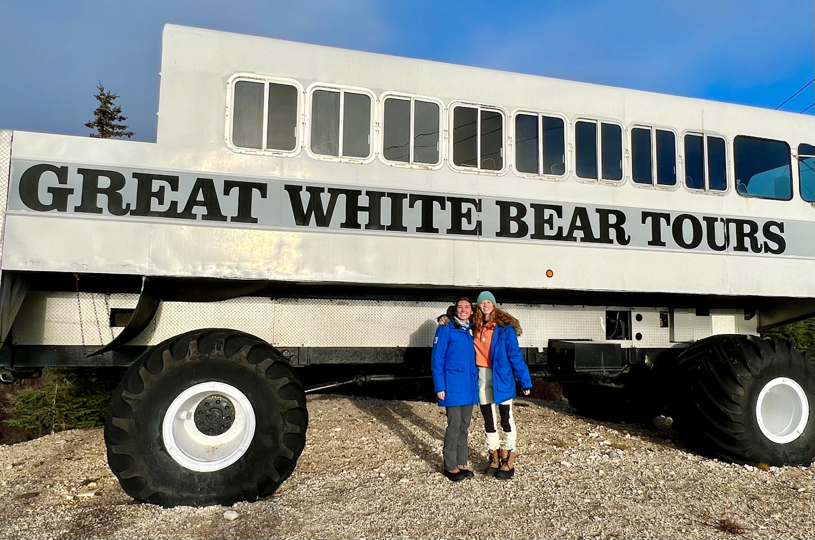 Smiling in front of the Polar Rover in Churchill.