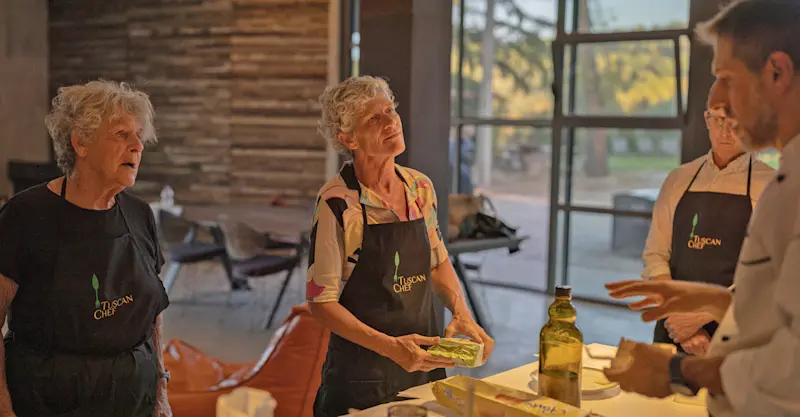 Guests on a private cooking class, Tuscany, Italy.