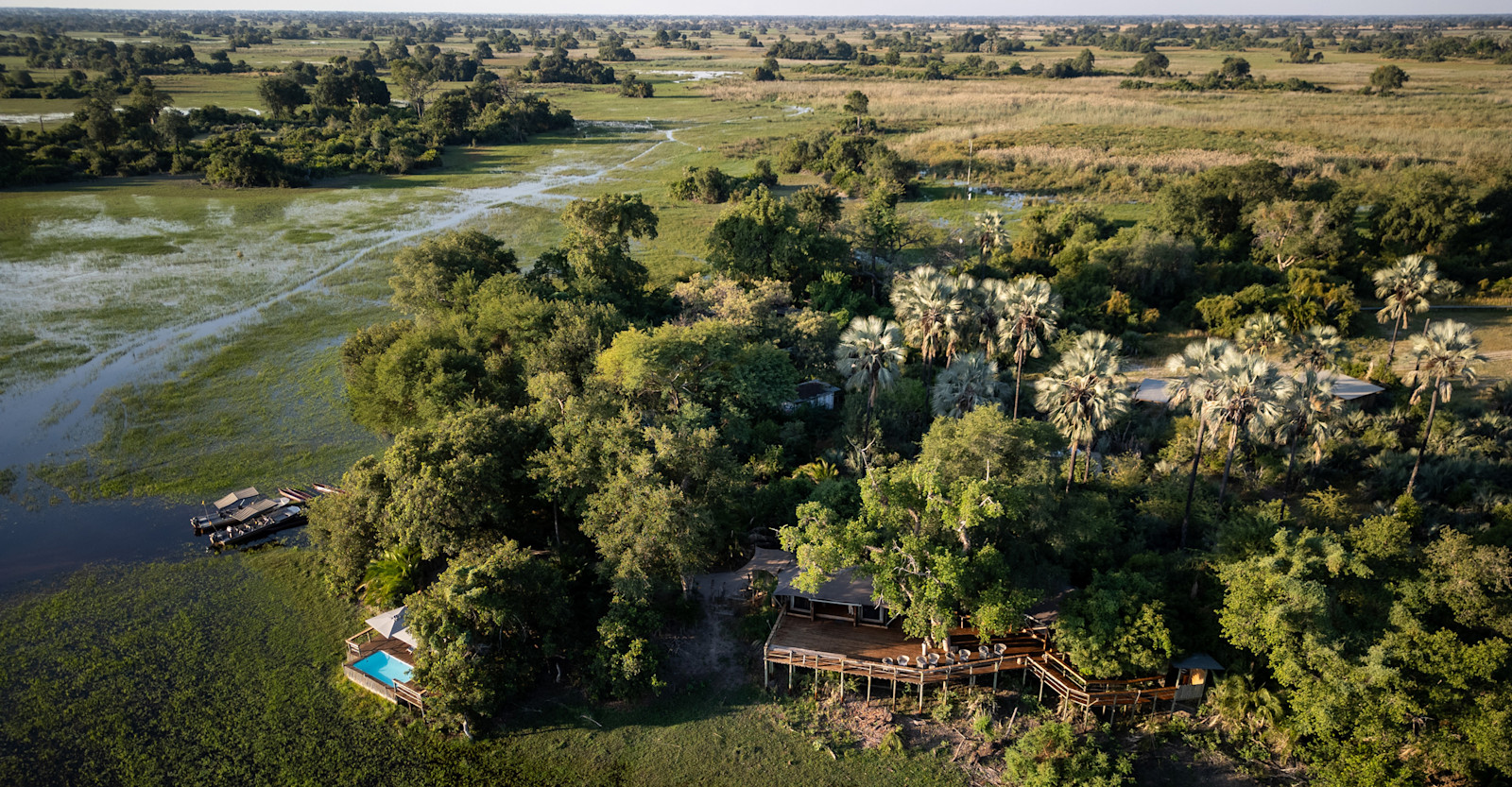 Aerial view of Nat Hab's Pelo Camp