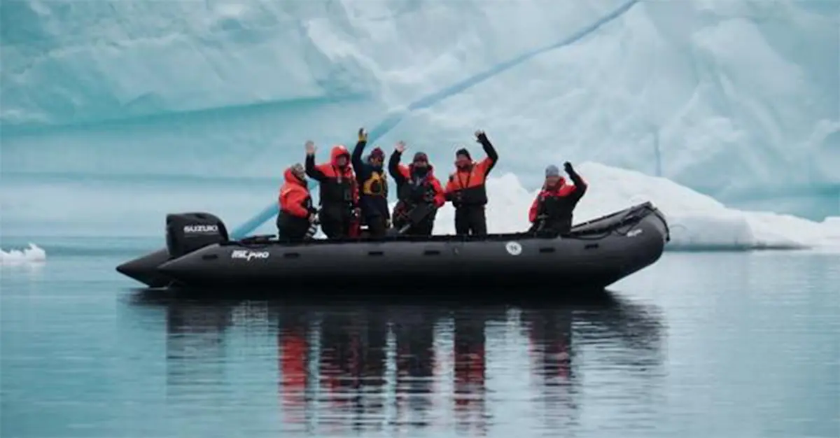 Zodiac ride through glaciers, East Greenland Arctic Adventure.