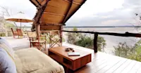Lounge deck at Sand Rivers Selous, Selous Game Reserve, Tanzania.