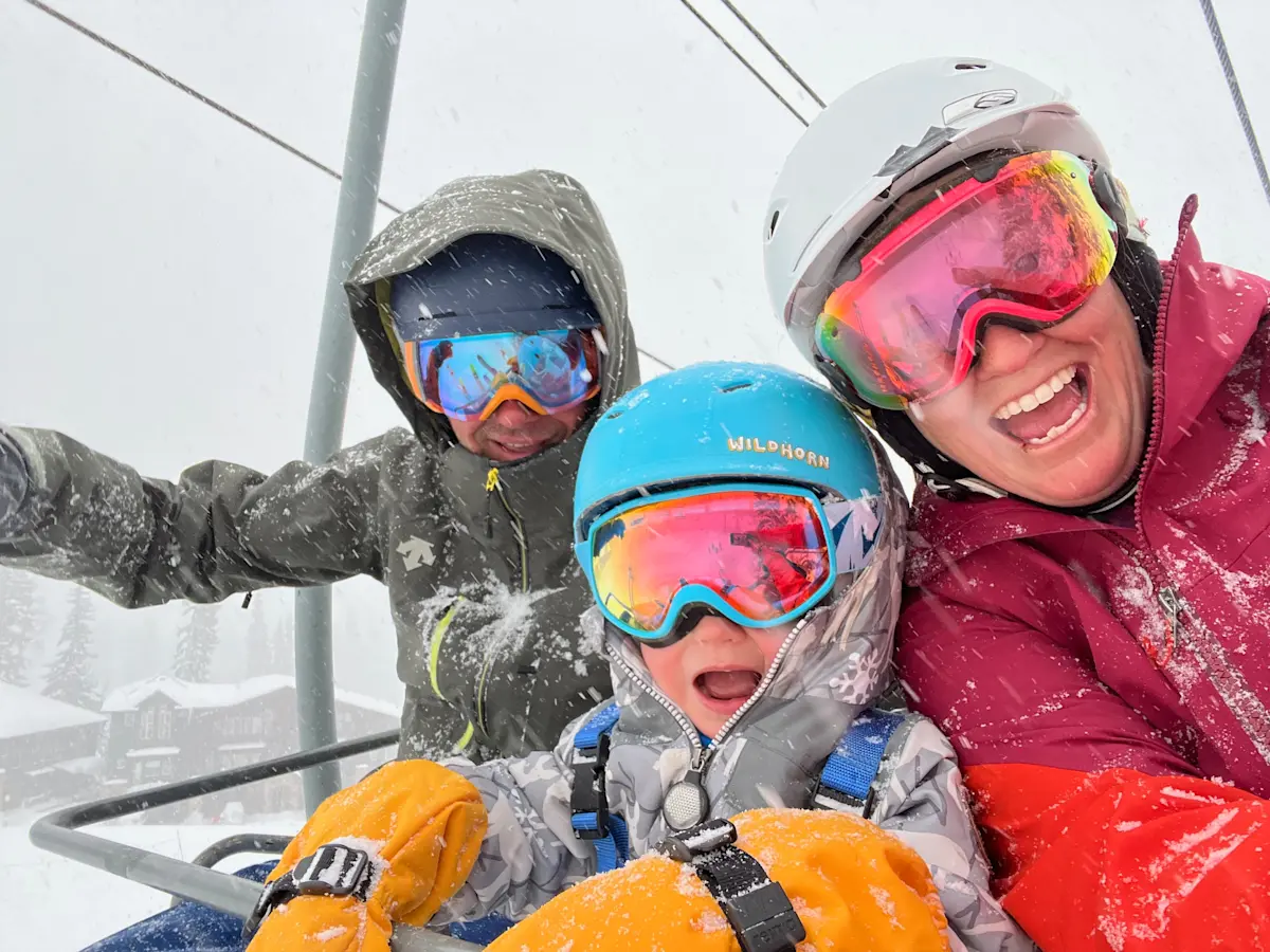 Family skiing  in Durango, Colorado.
